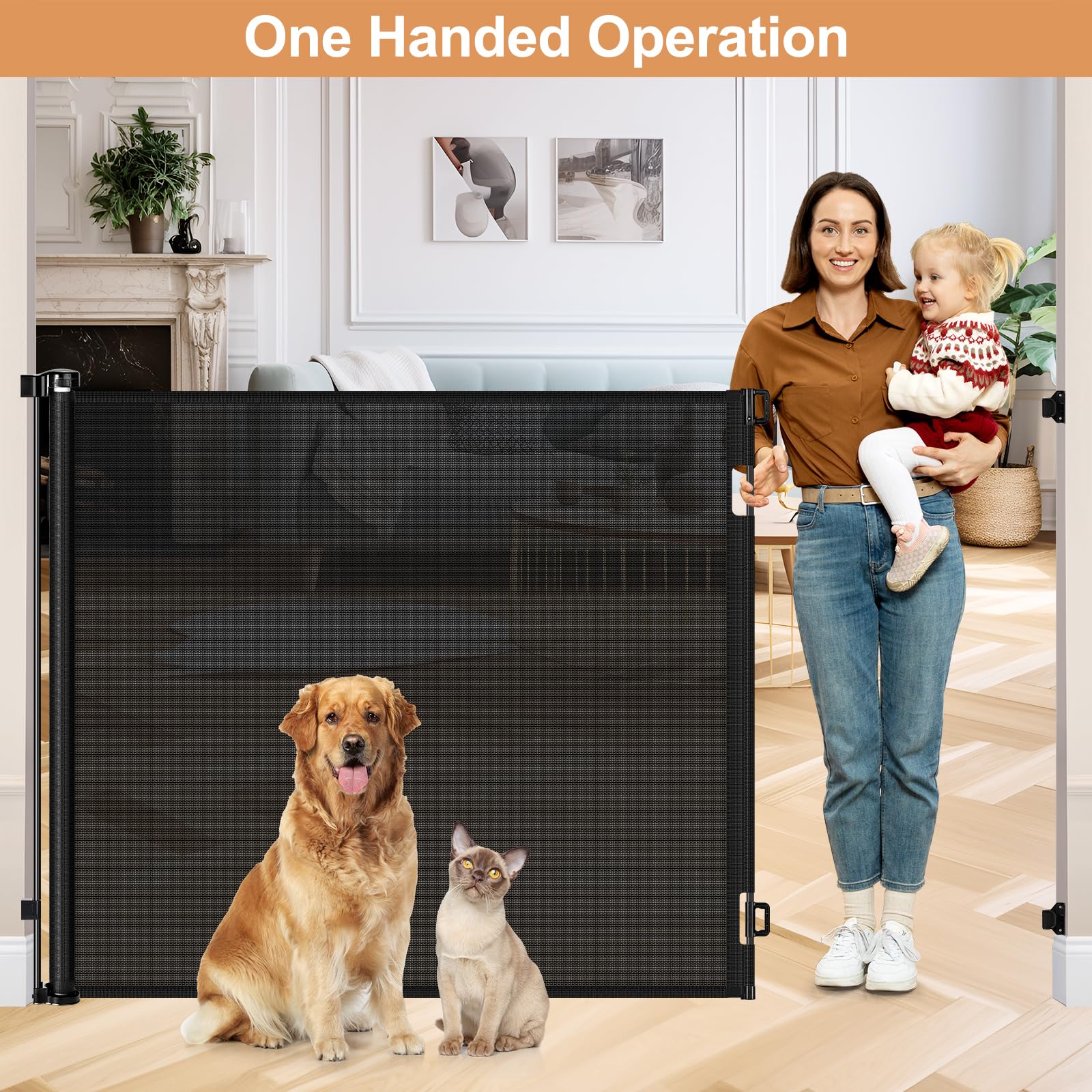 HEELALBABY black scratch-resistant mesh gate ready for daily use