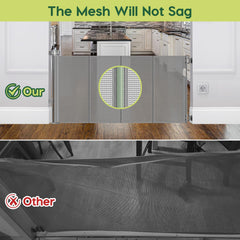 HEELALBABY gate no-sag closeup highlights durable top mesh