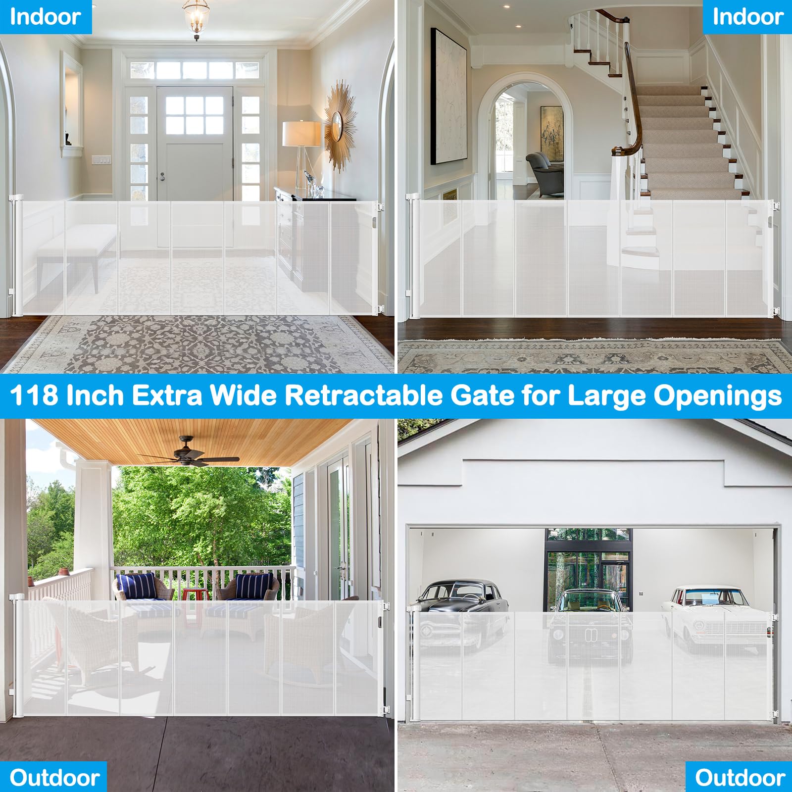 HEELALBABY indoor-outdoor use gate suits kitchens, patios, and entryways.