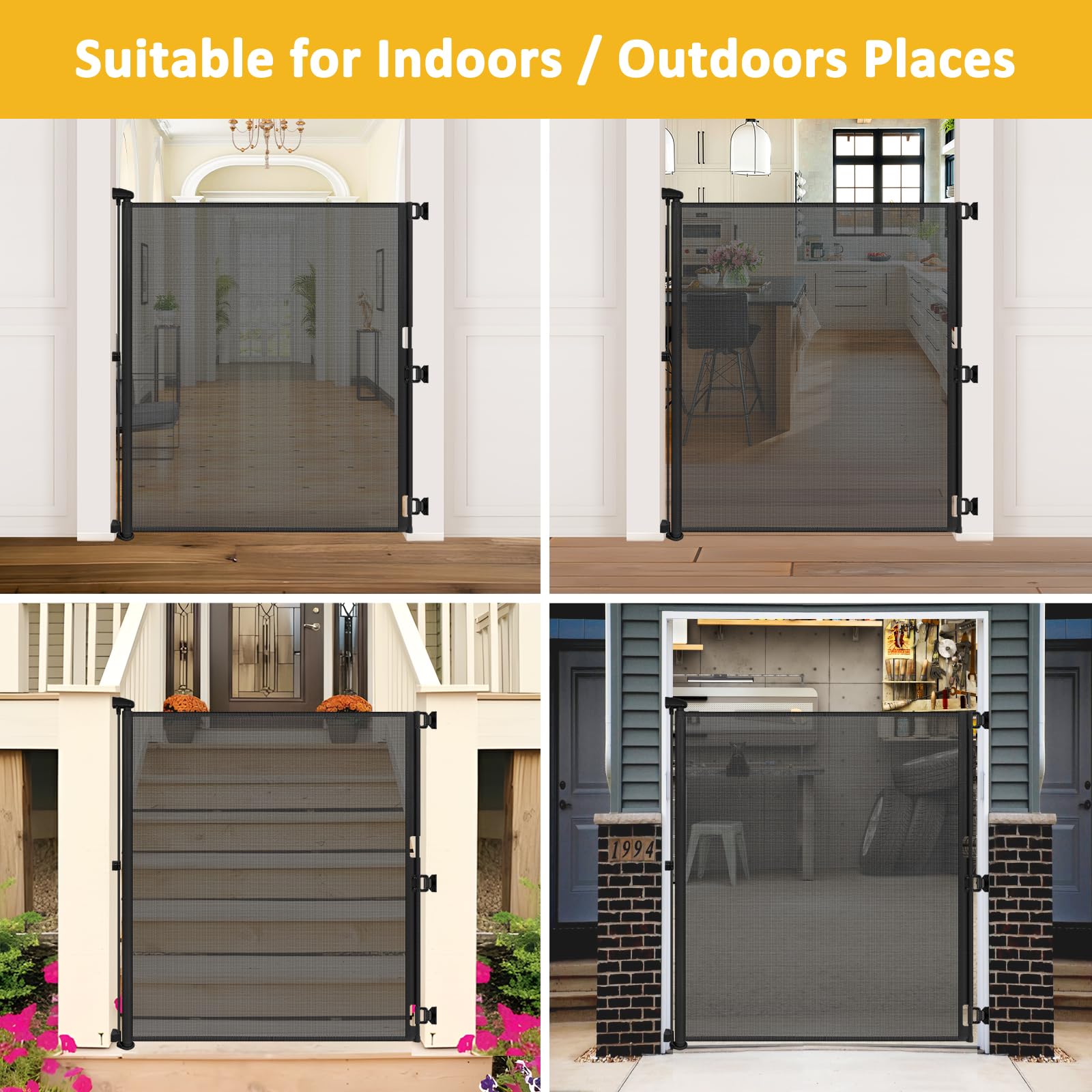 HEELALBABY gate works indoors and outdoors on decks and doorways