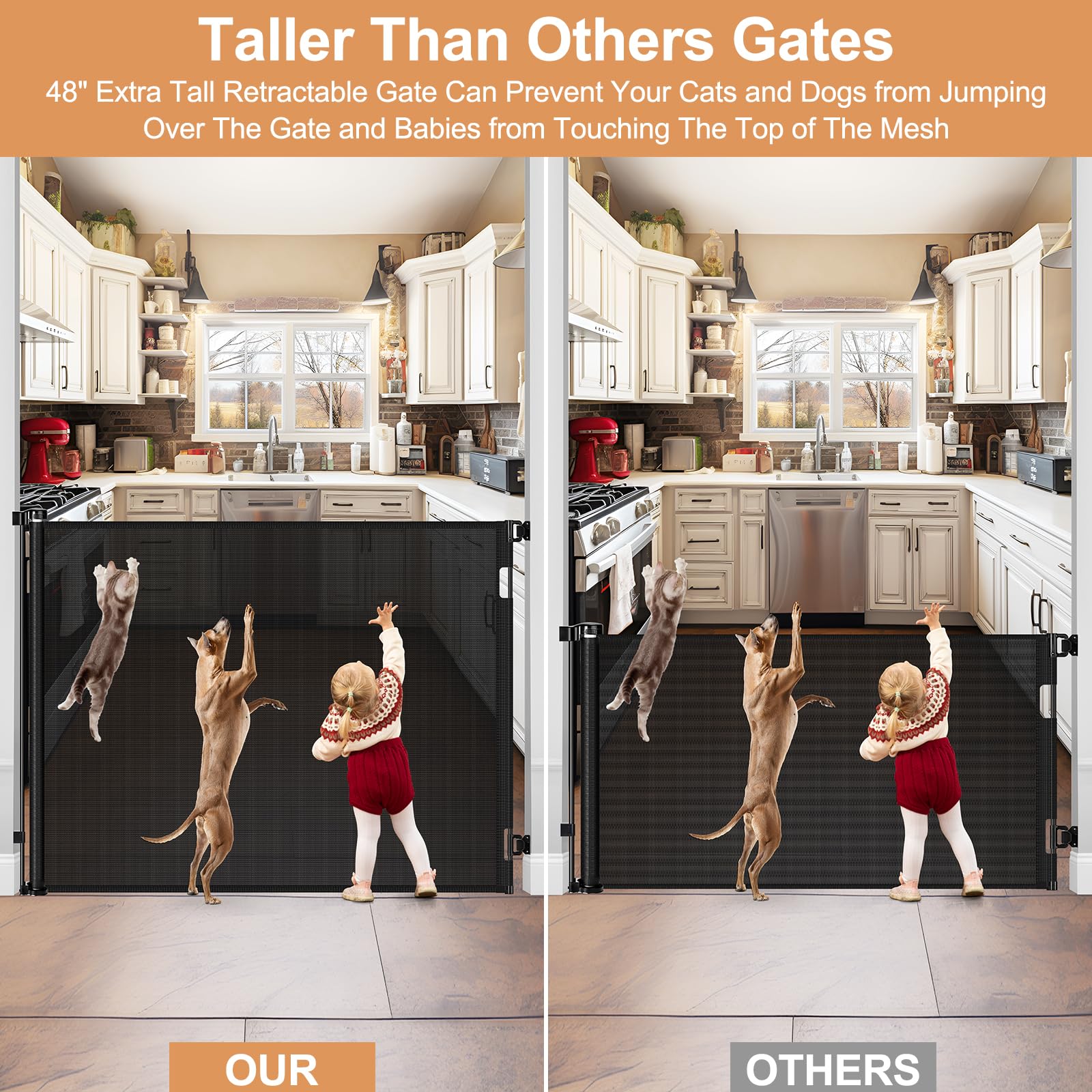 HEELALBABY mesh anti-climb gate keeps pets inside safely
