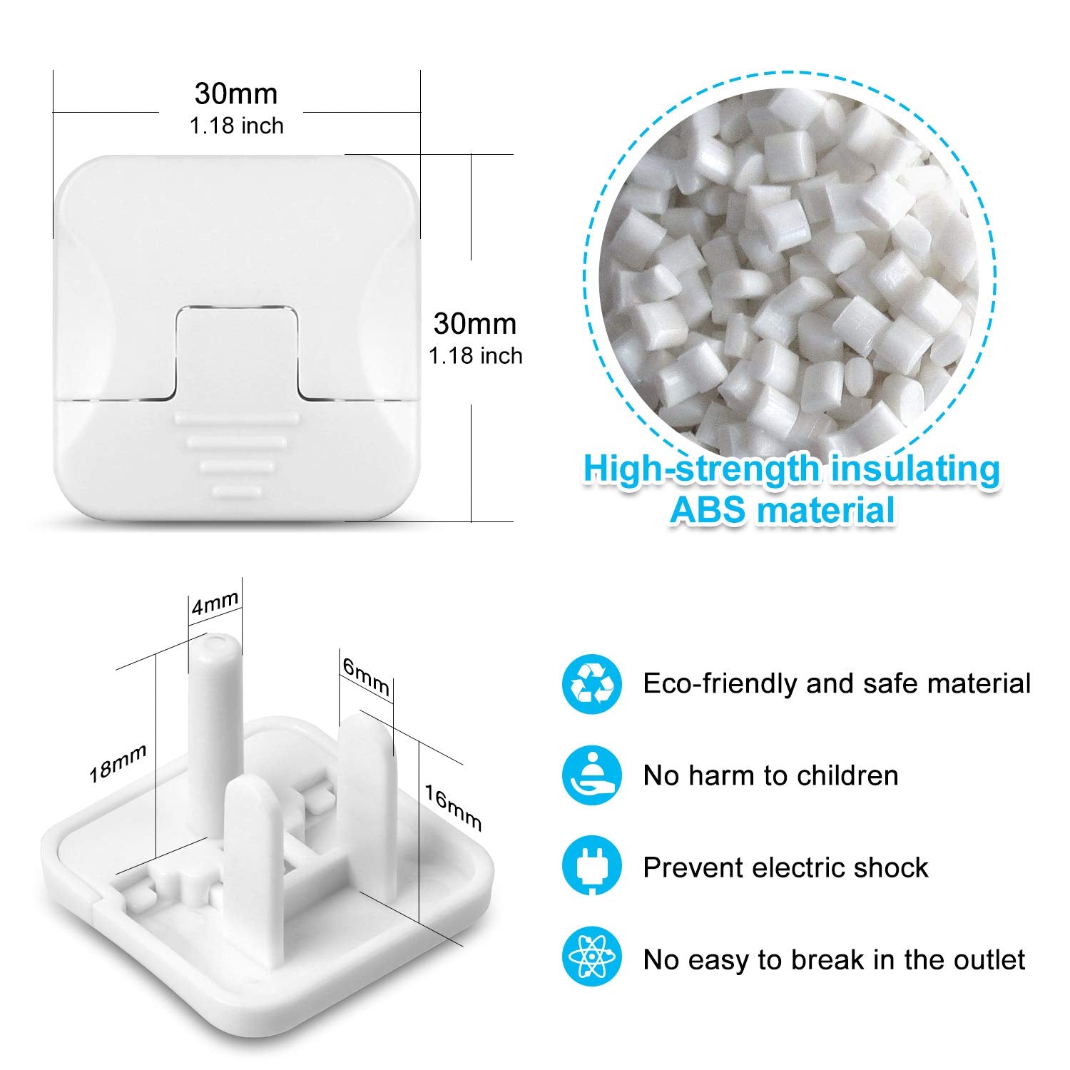 HEELALBABY white 3-prong outlet covers blend with outlets for discreet safety