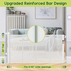 HEELALBABY retractable-gate-smooth-operation demonstrates easy, wrinkle-free opening and closing