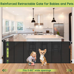 HEELALBABY retractable mesh gate in action shows smooth operation