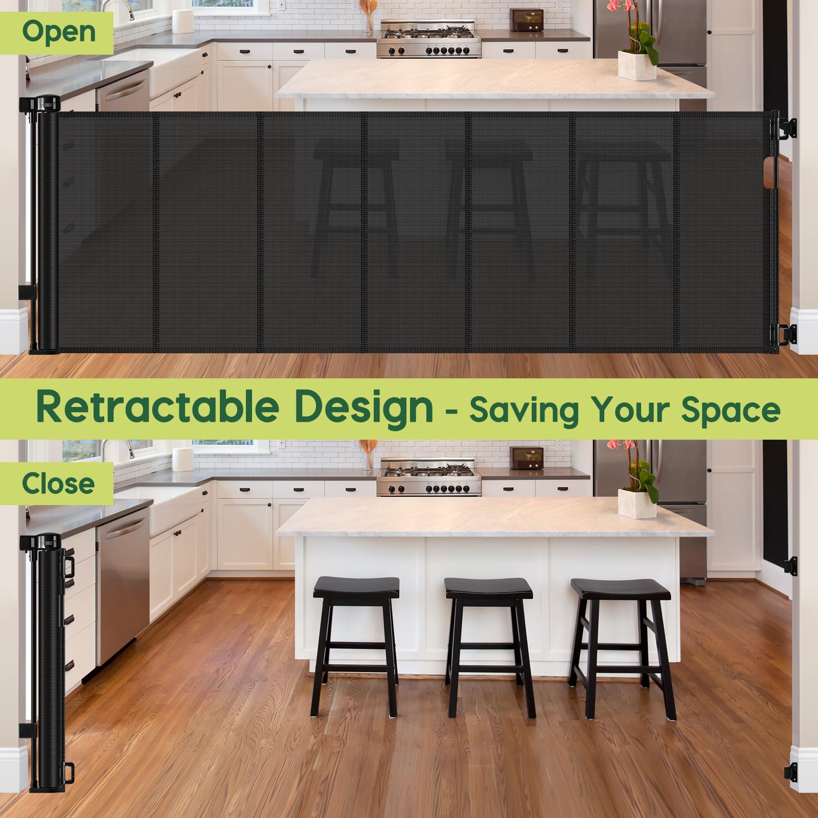 HEELALBABY space-saving roll-up design fully retracts when not in use