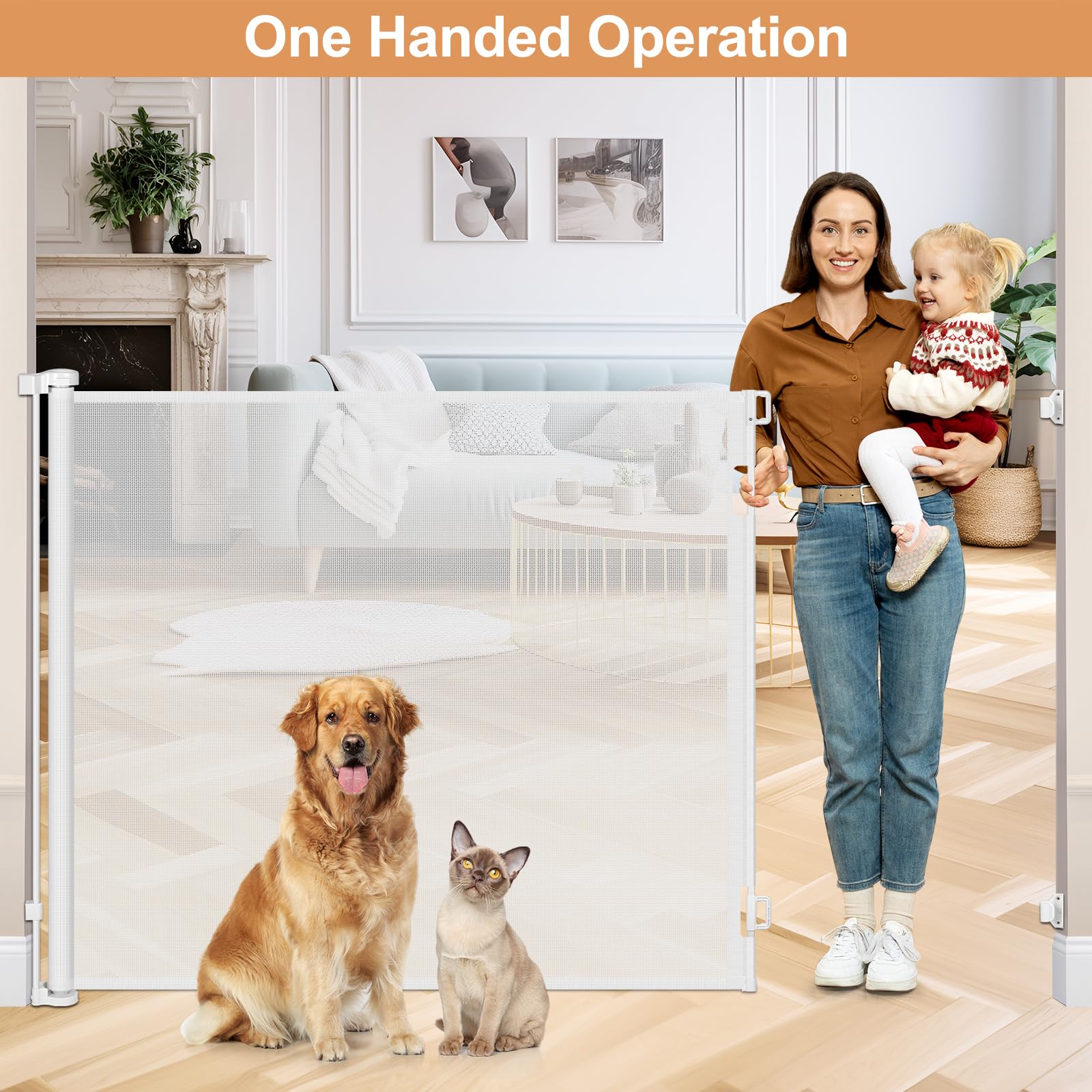 HEELALBABY wide four-foot-tall gate supports doorways, stairs, porches.