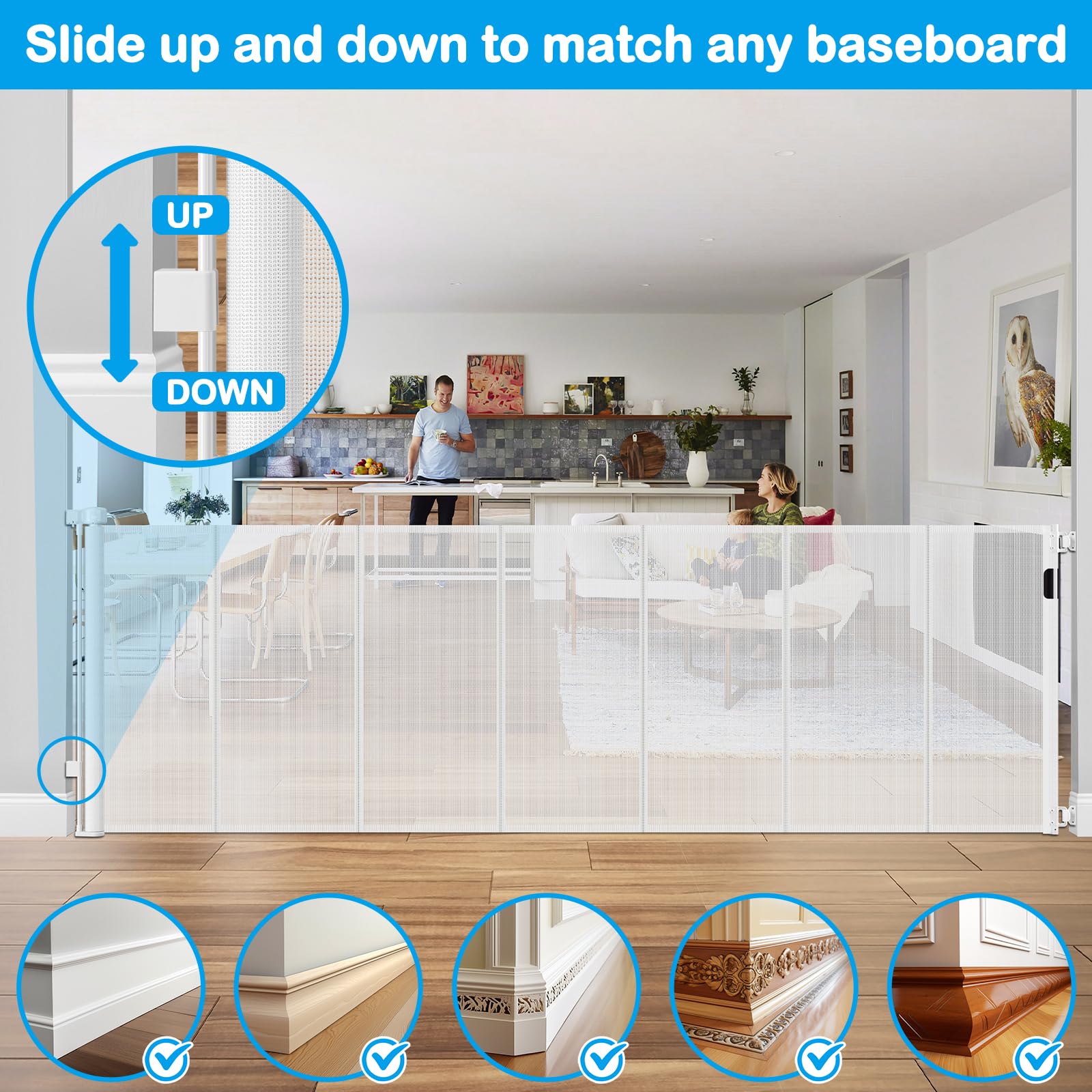 HEELALBABY wide-opening gate keeps children and pets contained safely.