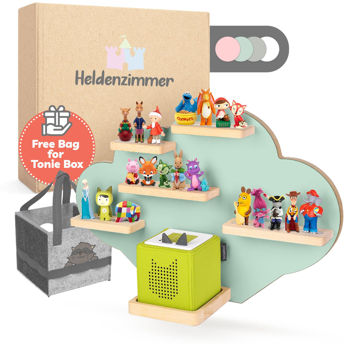 Heldenzimmer Tonie Shelf Cloud magnet close up shows secure Tonies grip for easy storage