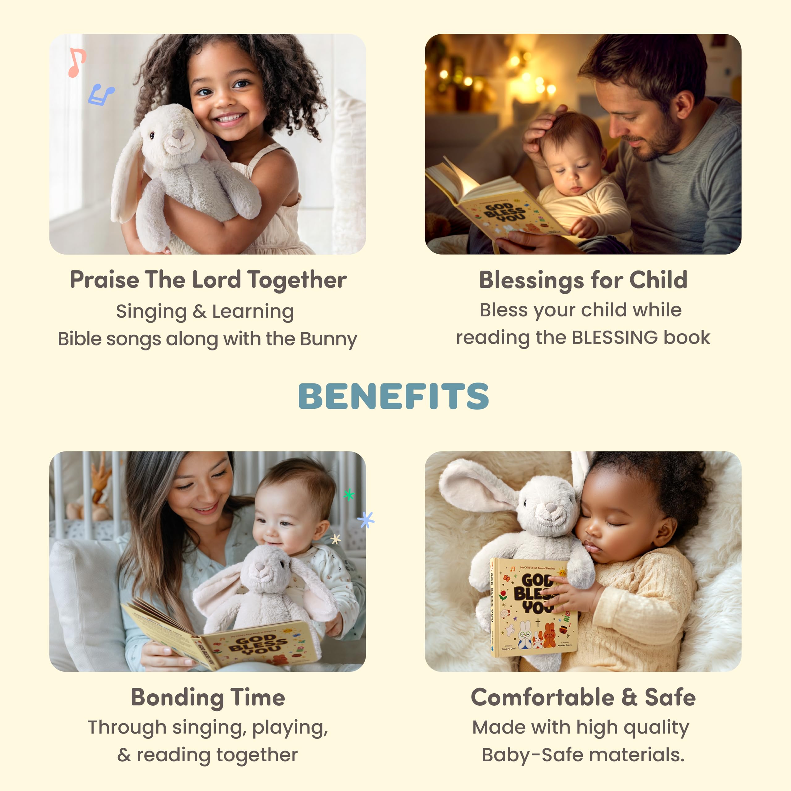 Hello 2 Kids Praise Bunny gift set ideal for christening and baby showers.