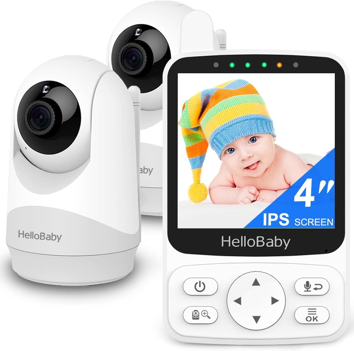 HelloBaby 4-inch IPS screen for crystal-clear baby visuals.