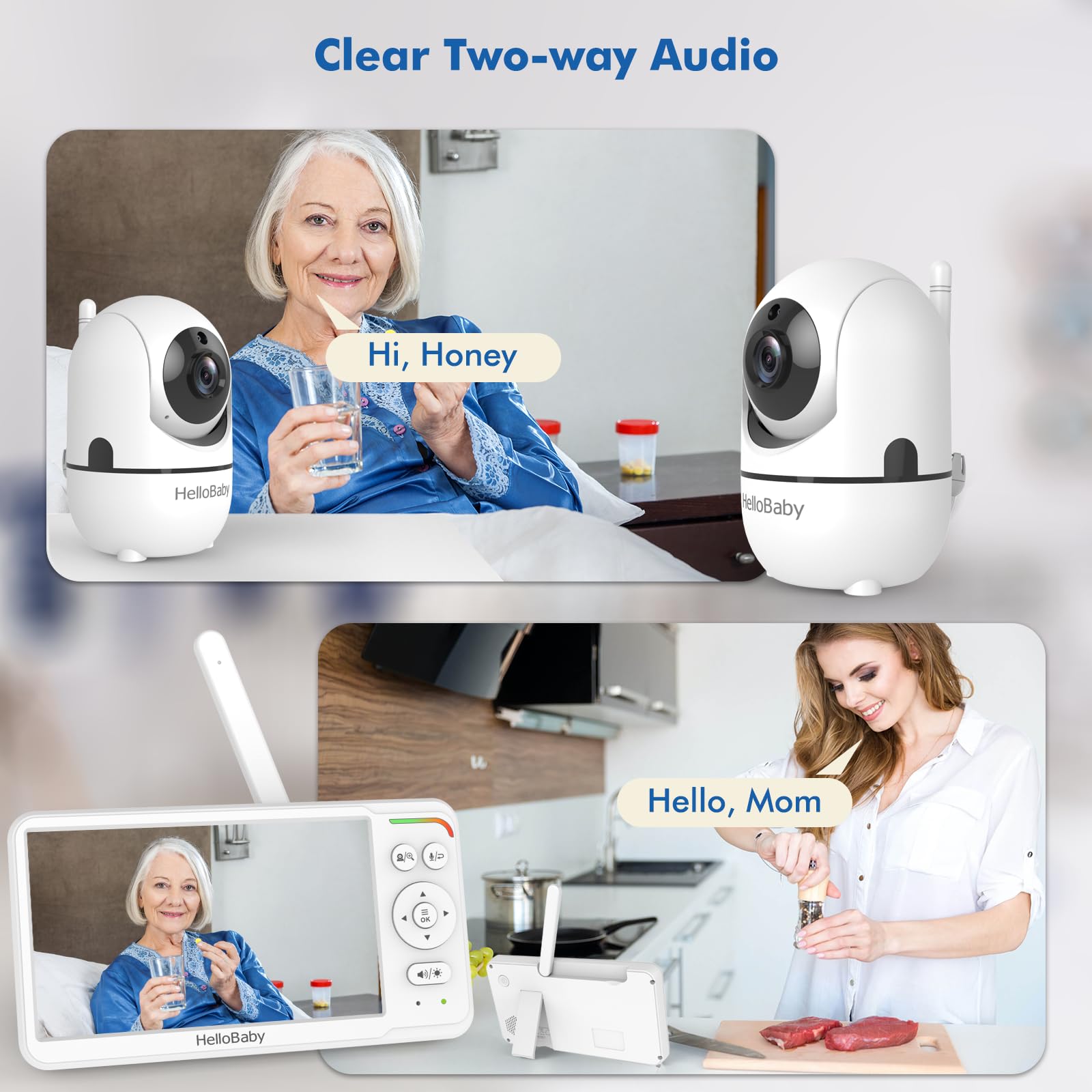 HelloBaby HB6560 expandable camera option supports multi-view monitoring