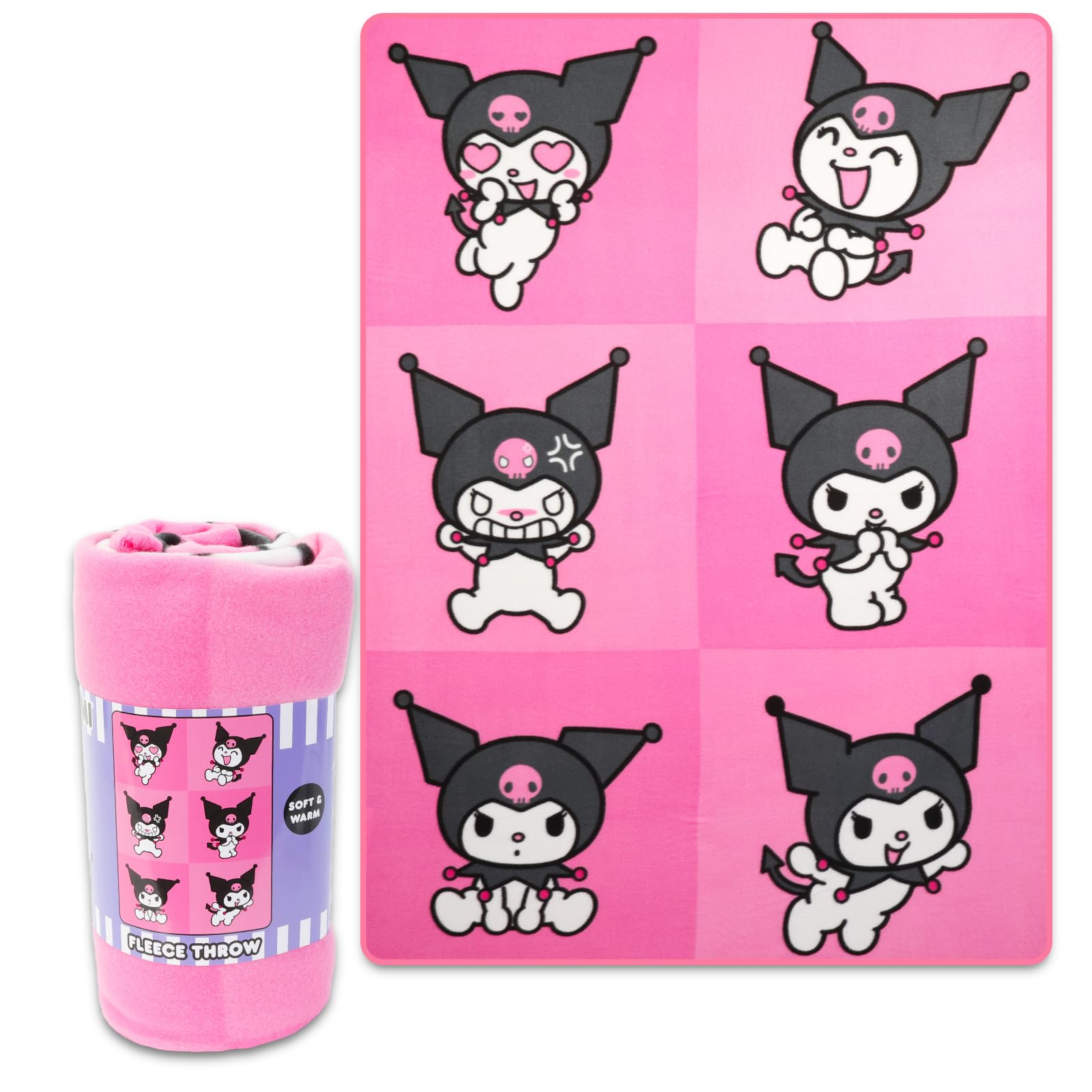 Hello Sanrio Kuromi stickers bundled with the blanket enhance bedroom decor and play.