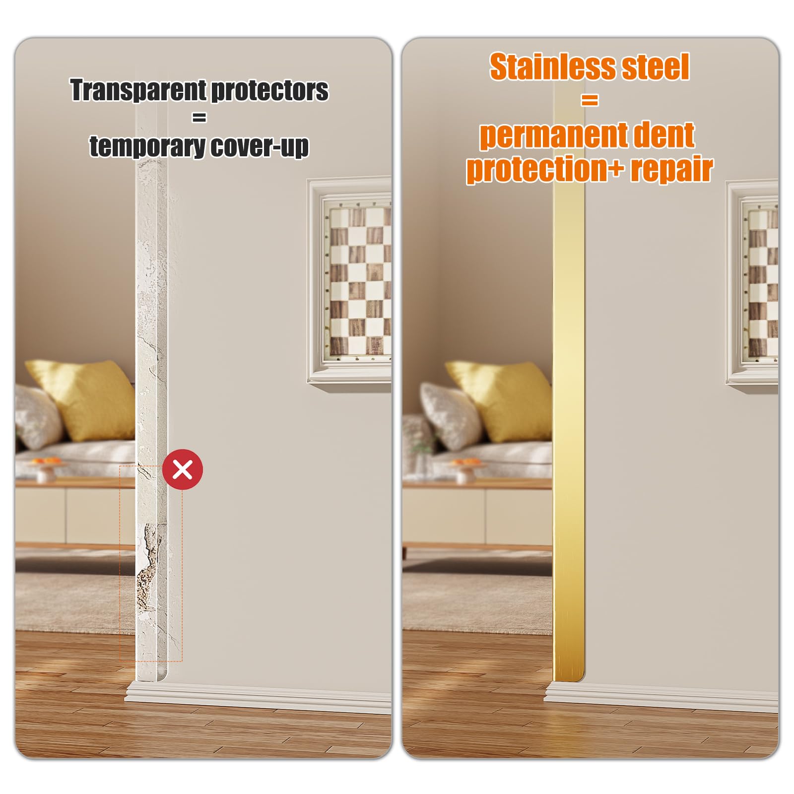 HelloaySen golden corner guard's folded edge reinforces impact resistance in corridors