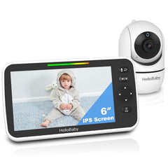HelloBaby 6inch IPS screen provides crystal-clear day and night viewing for attentive monitoring.