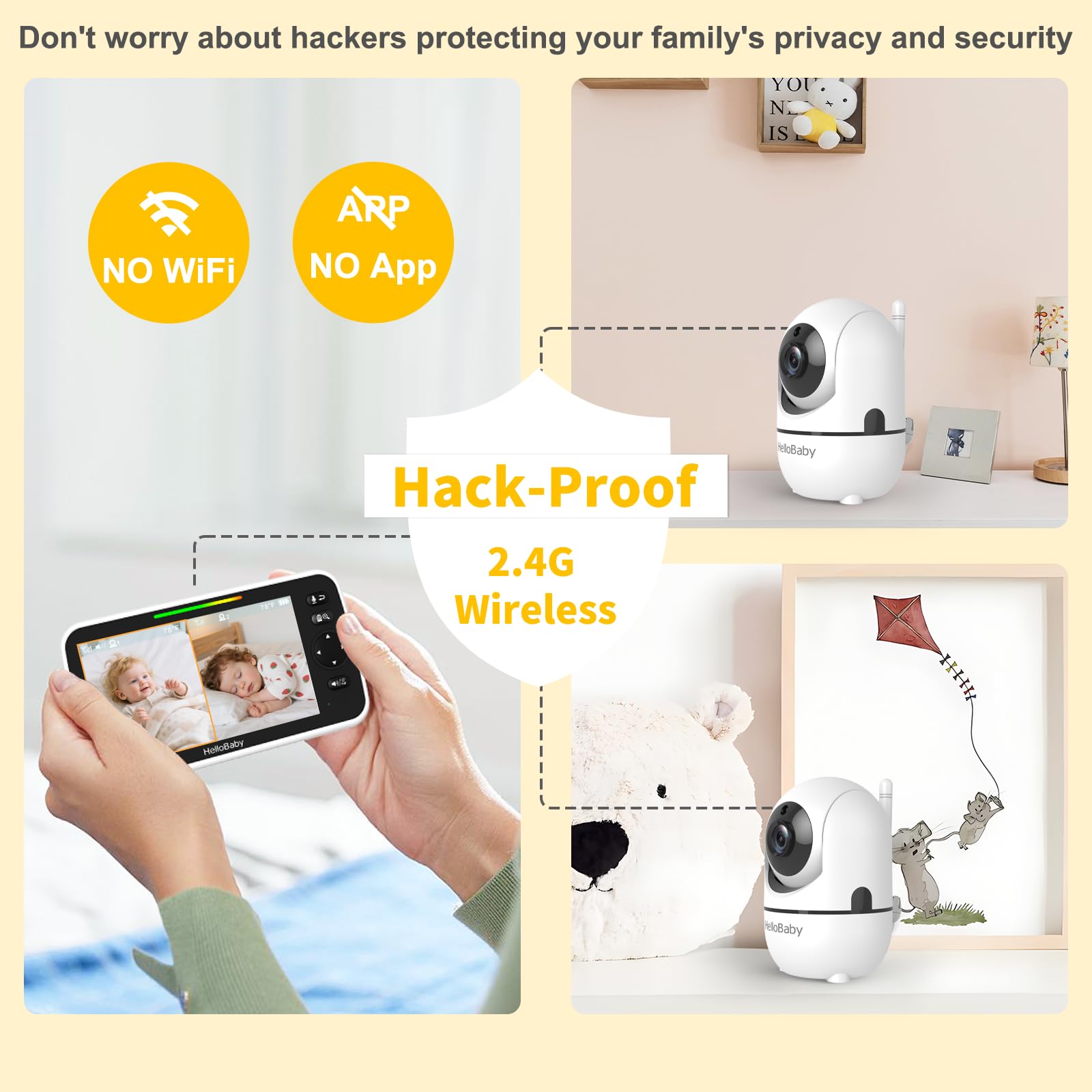 HelloBaby invisible no-glow night vision preserves baby’s sleep
