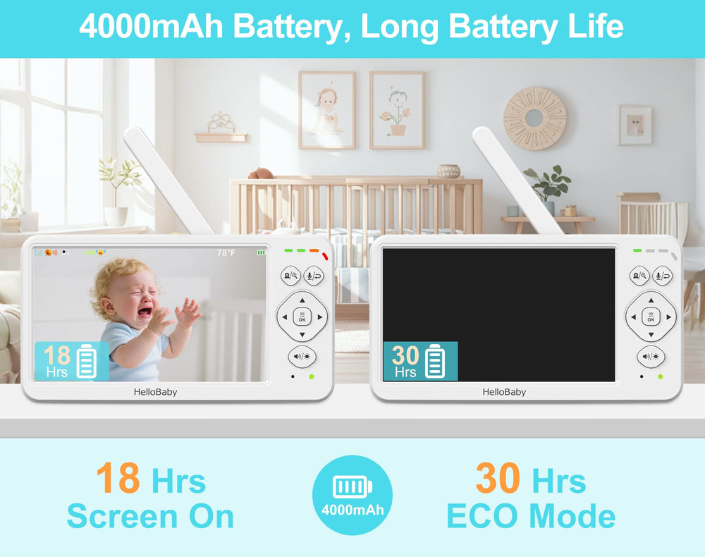 HelloBaby night vision captures clear black-and-white images in low light.