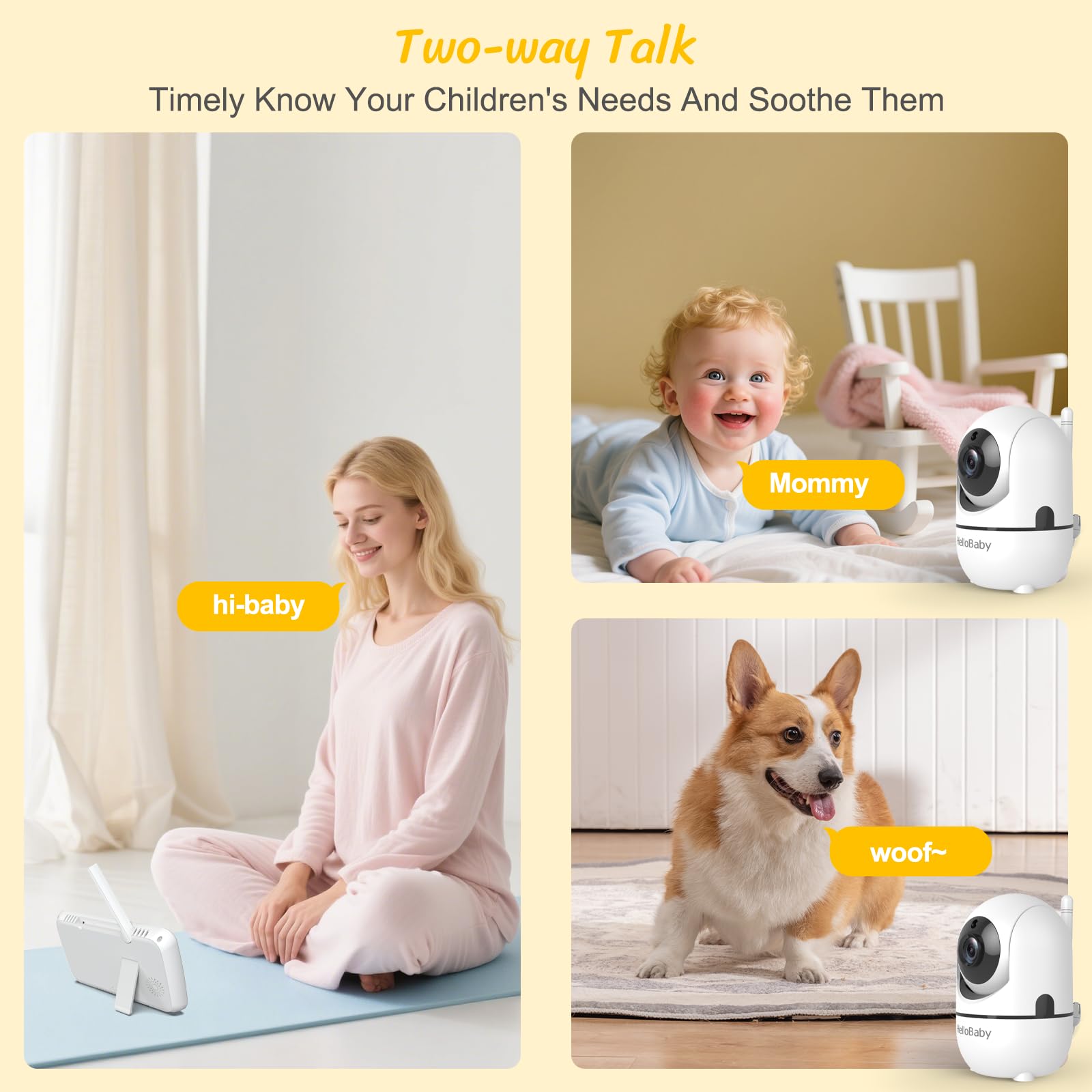 HelloBaby 1000 ft range supports flexible viewing around the home