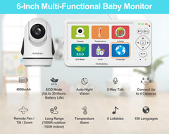 HelloBaby remote pan-tilt enables full-room viewing for comprehensive monitoring.