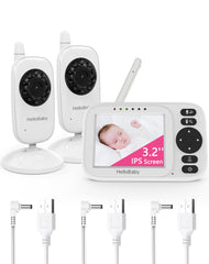 HelloBaby HB2438-2 Plus dual cameras provide clear monitoring for everyday caregiving.