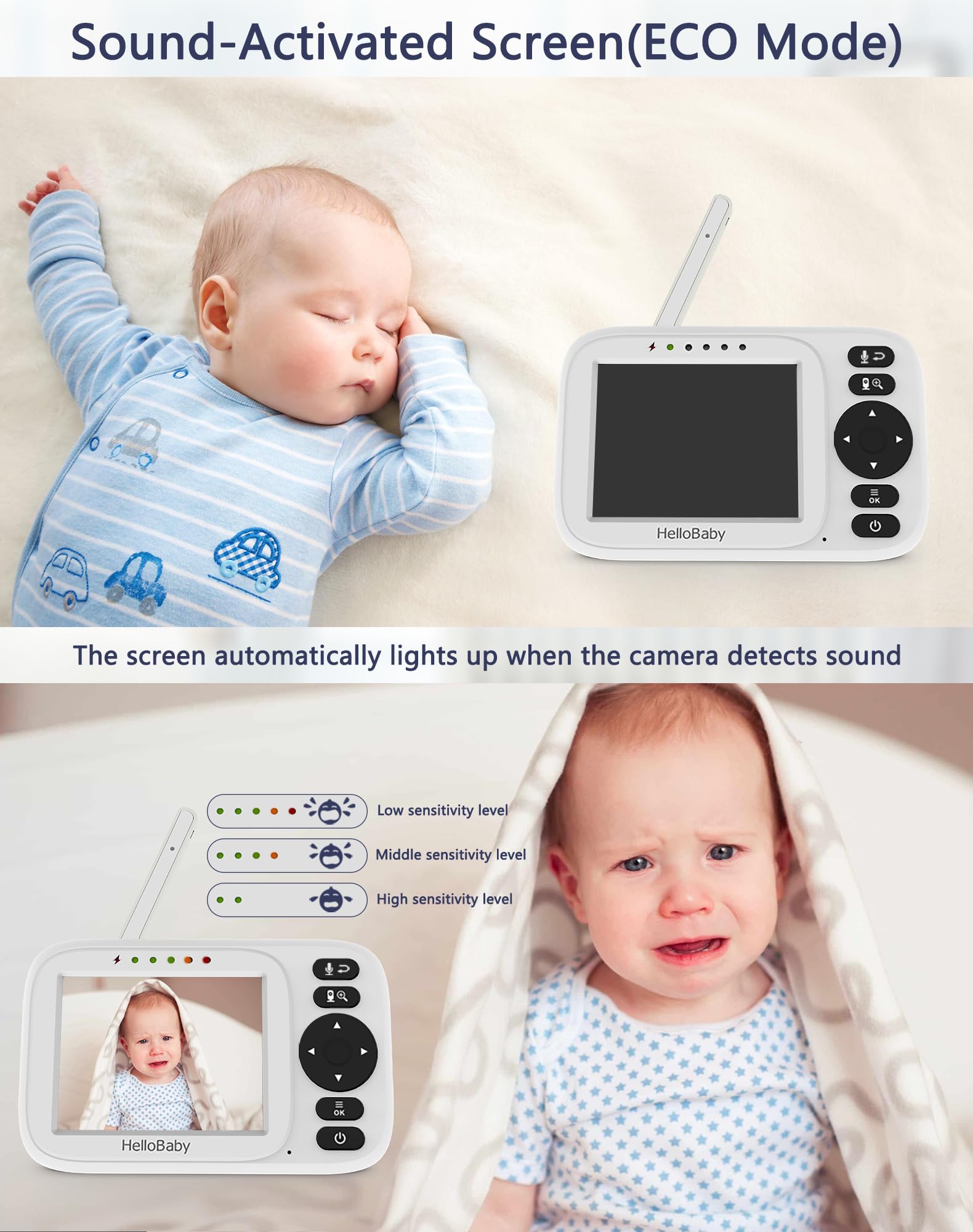 HelloBaby HB2438-2 Plus room temperature monitoring without WiFi helps you stay informed.