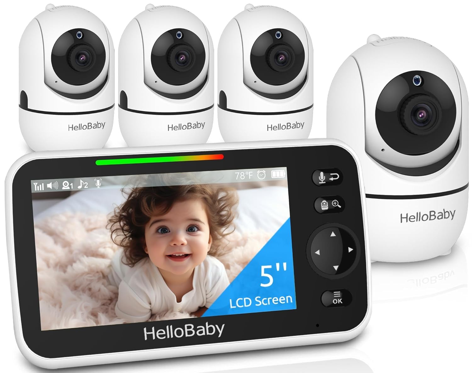 HelloBaby HB6550 with four cameras for multi-room monitoring