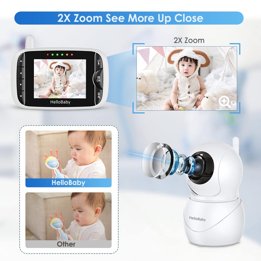 HelloBaby HB66pro IPS LCD display delivers crisp visuals for easy nighttime viewing.