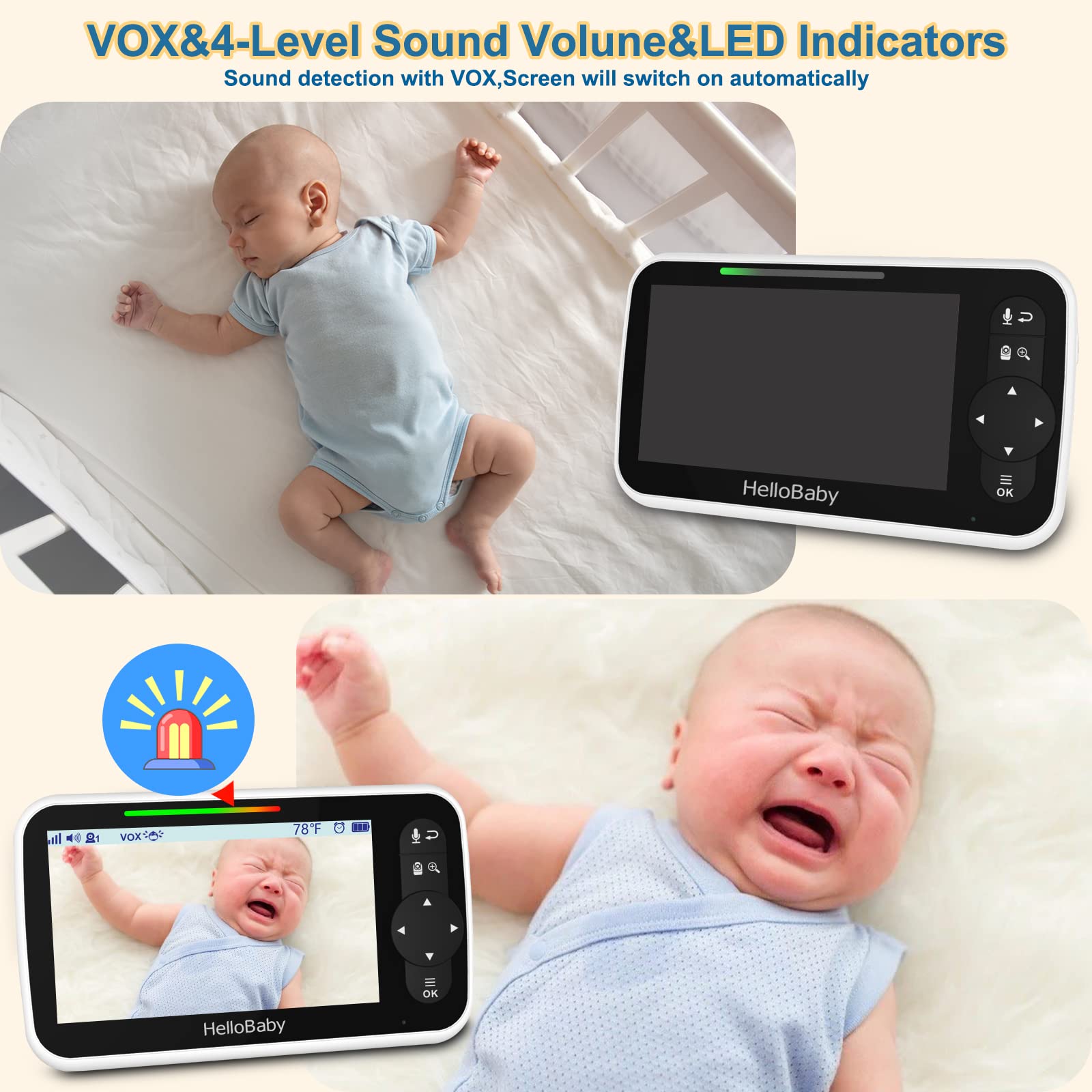 HelloBaby built-in lullabies help soothe baby at bedtime