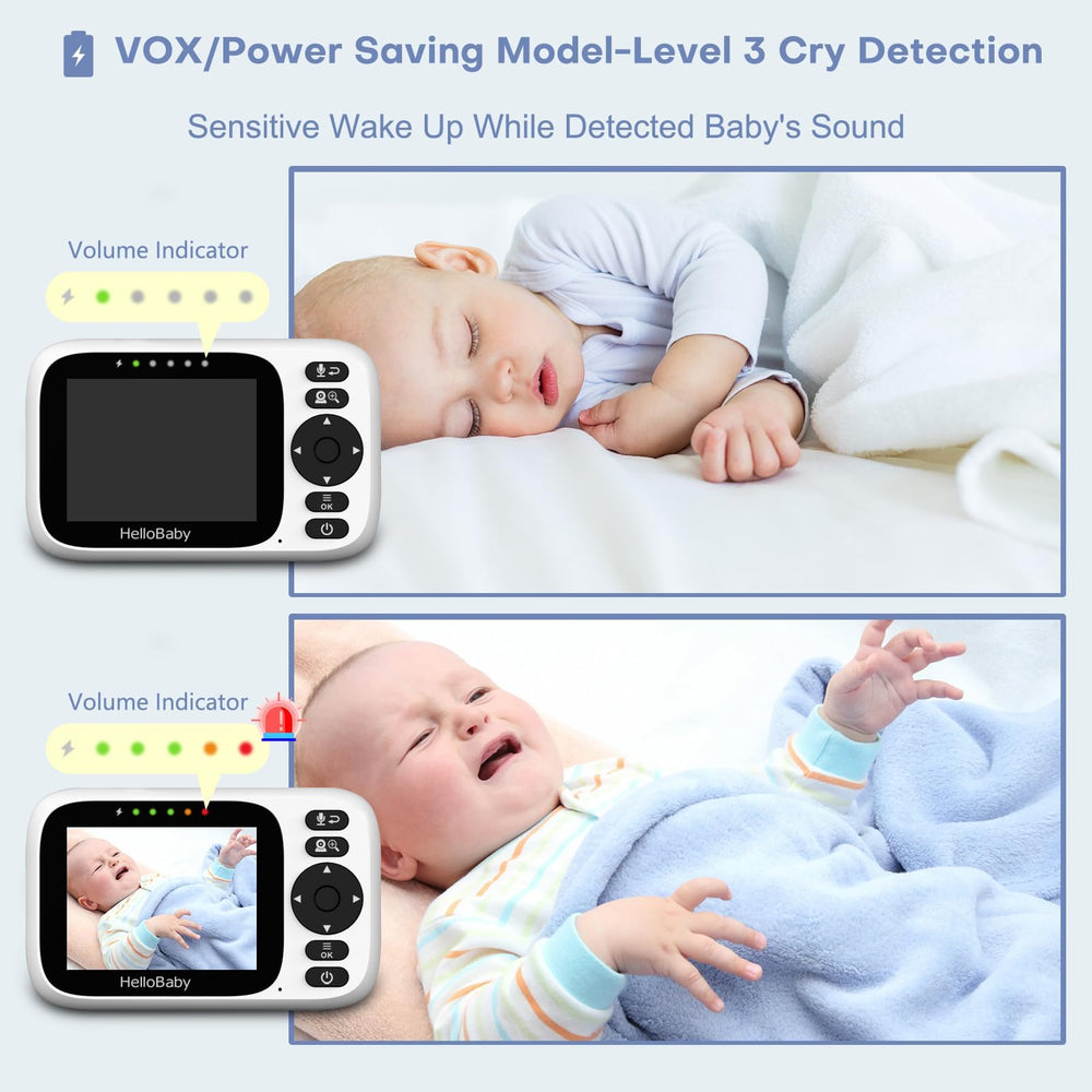 HelloBaby monitor compact 3.2-inch screen keeps vital info nearby.