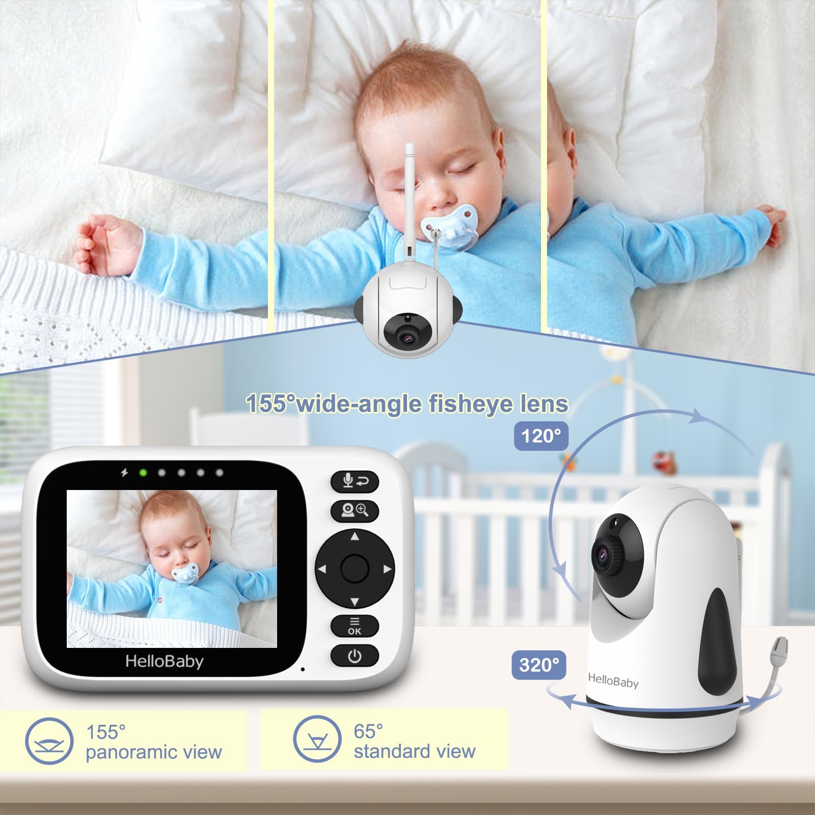 HelloBaby monitor ECO mode saves energy while maintaining essential alerts.
