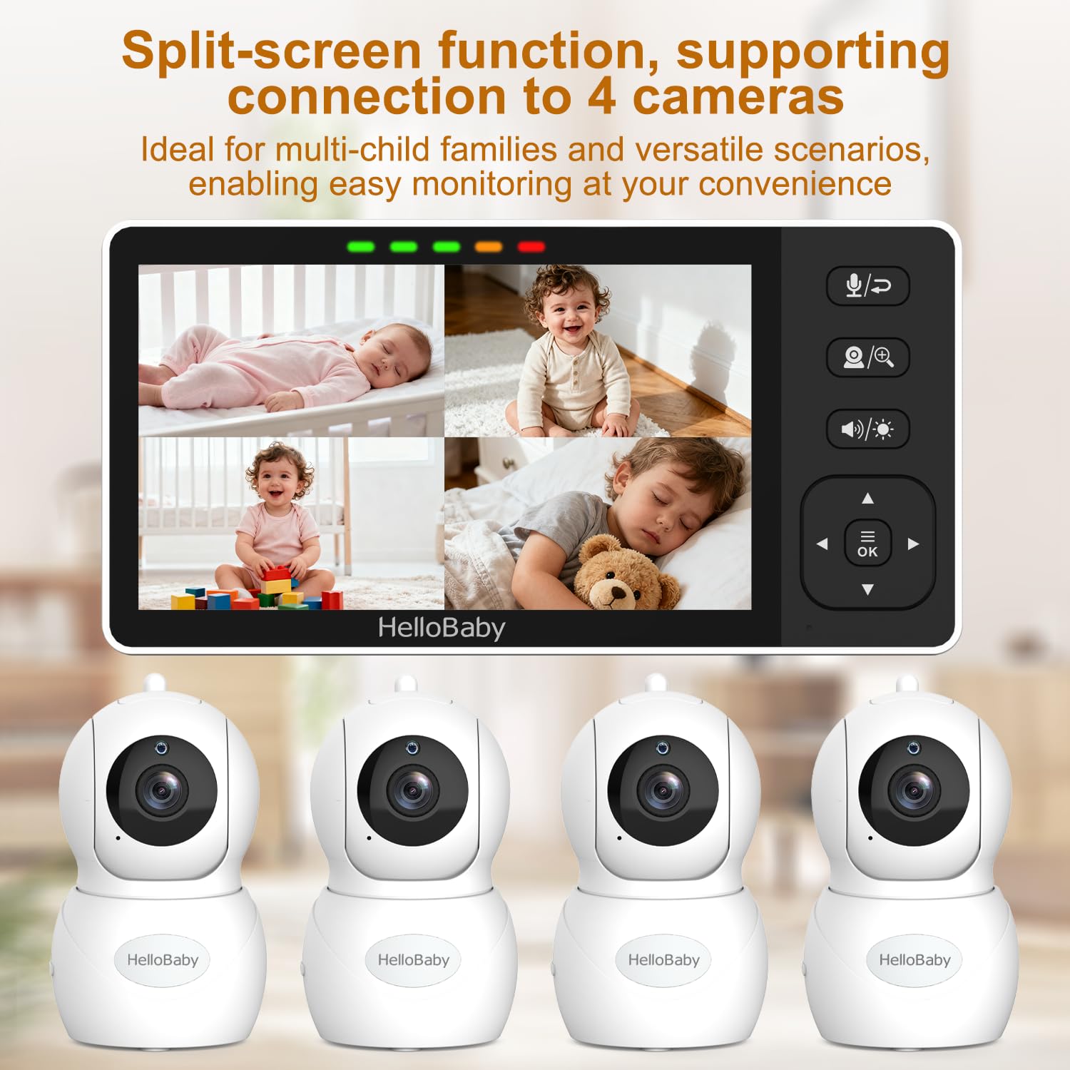 HelloBaby monitor rechargeable battery supports cordless use around the house.