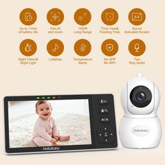 HelloBaby monitor remote pan tilt zoom enables flexible viewing from anywhere.