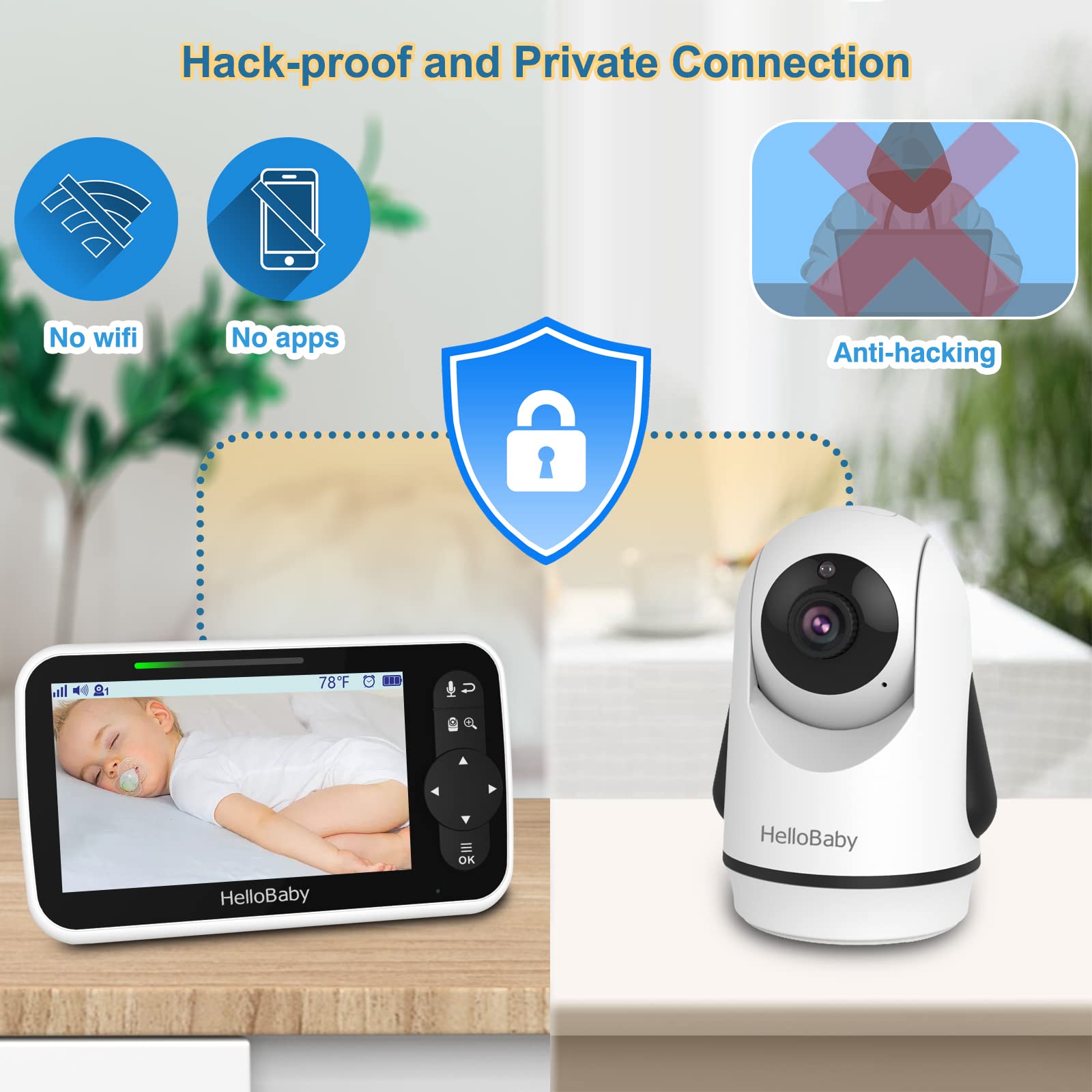 HelloBaby night vision delivers clear images in dim nursery environments