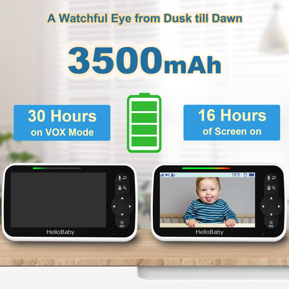 HelloBaby PTZ zoom view offers adjustable angles for easy nighttime checks
