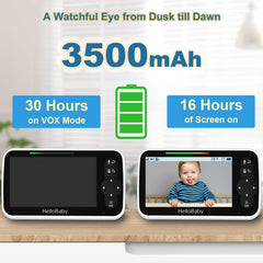 HelloBaby PTZ zoom view offers adjustable angles for easy nighttime checks