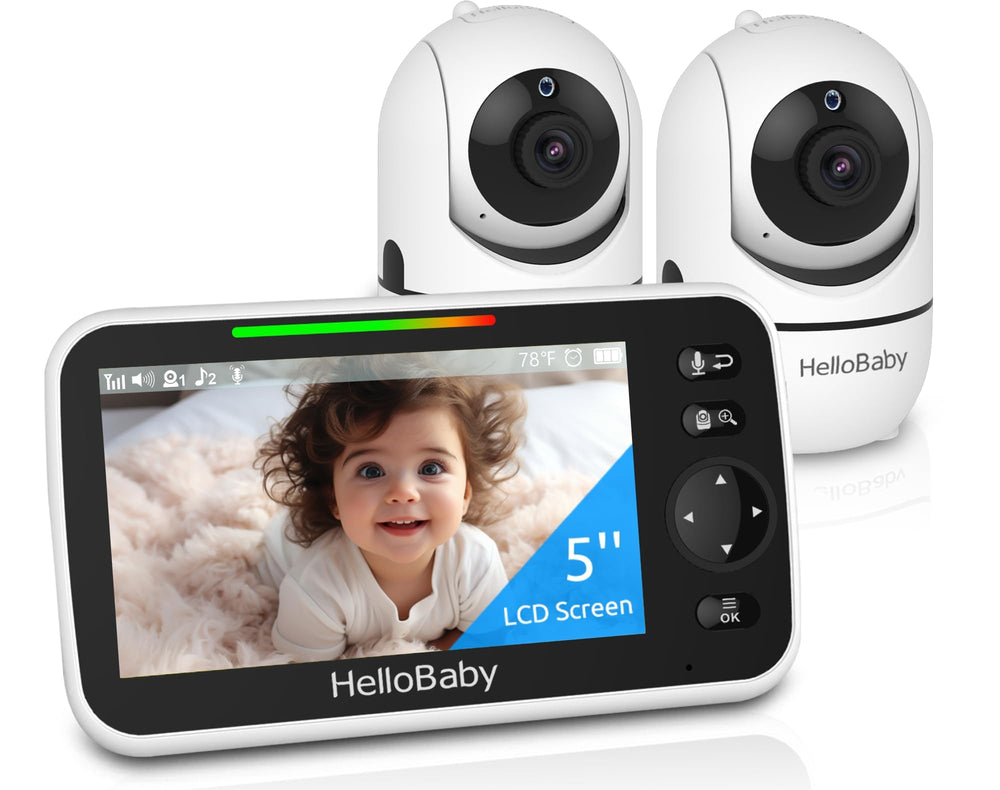 HelloBaby Upgrade 5in monitor front view provides crisp baby watching.