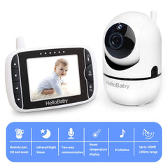 HelloBaby video monitor 3.2-inch LCD screen for clear baby video viewing.