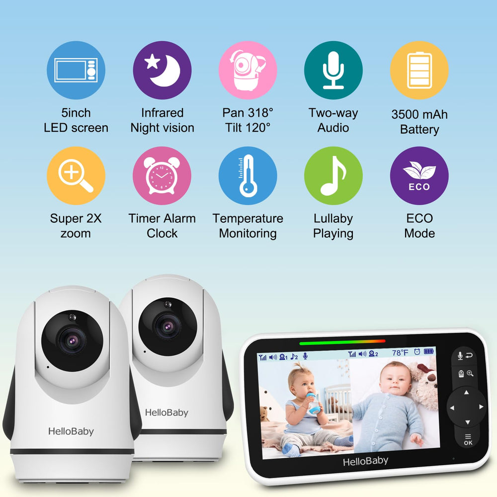 HelloBaby video monitor two-way talk enables real-time soothing from another room.