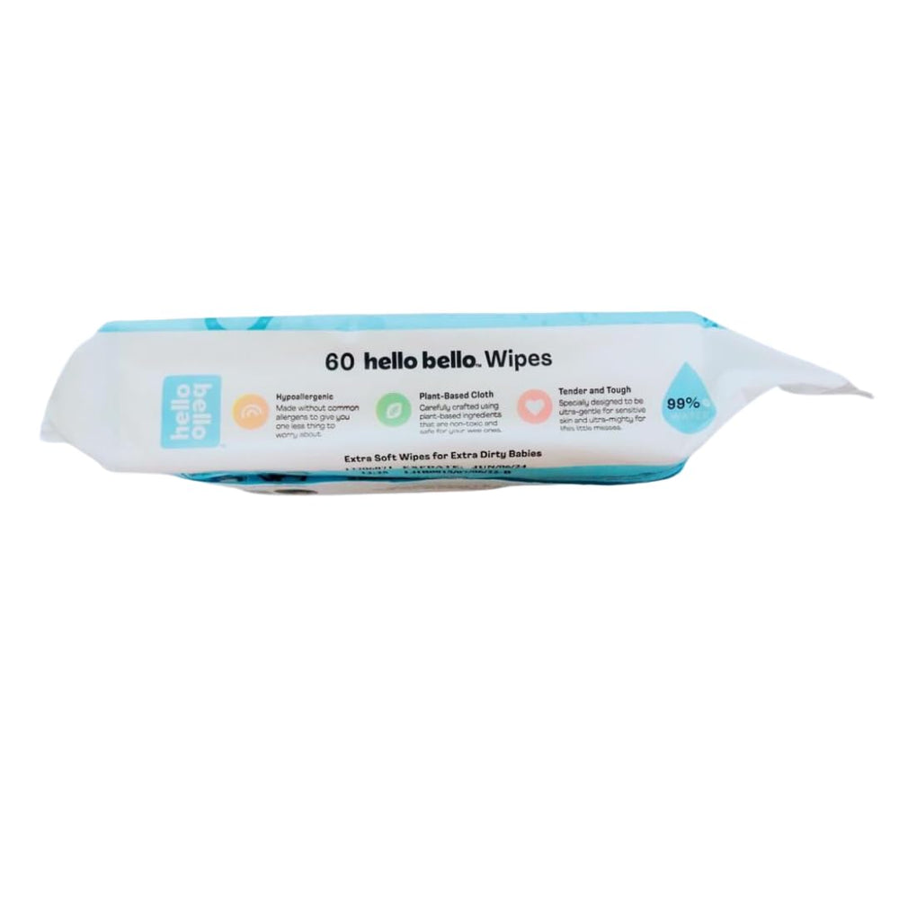 Hello Bello Baby Wipes 60ct pack inside – four resealable packs for easy access