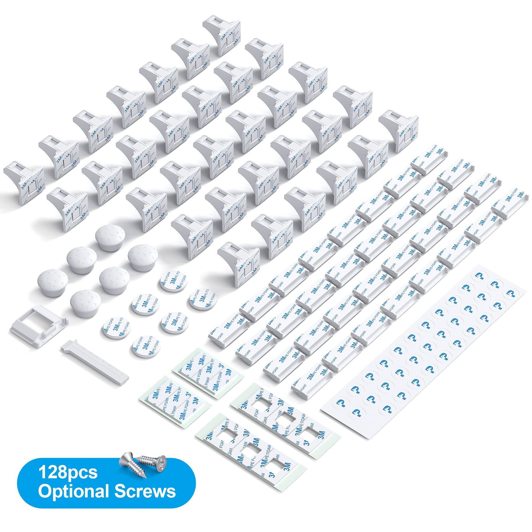 HELLOPONY 32Locks and 6Keys bundle ready for easy childproofing across cabinets.