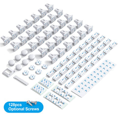 HELLOPONY 32Locks and 6Keys bundle ready for easy childproofing across cabinets.
