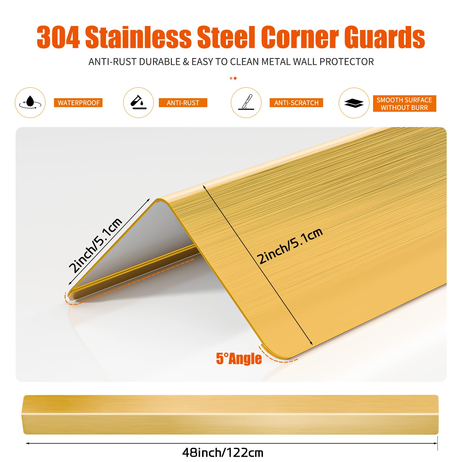 HelloaySen corner guard stainless steel texture closeup shows rust resistance and sleek finish.