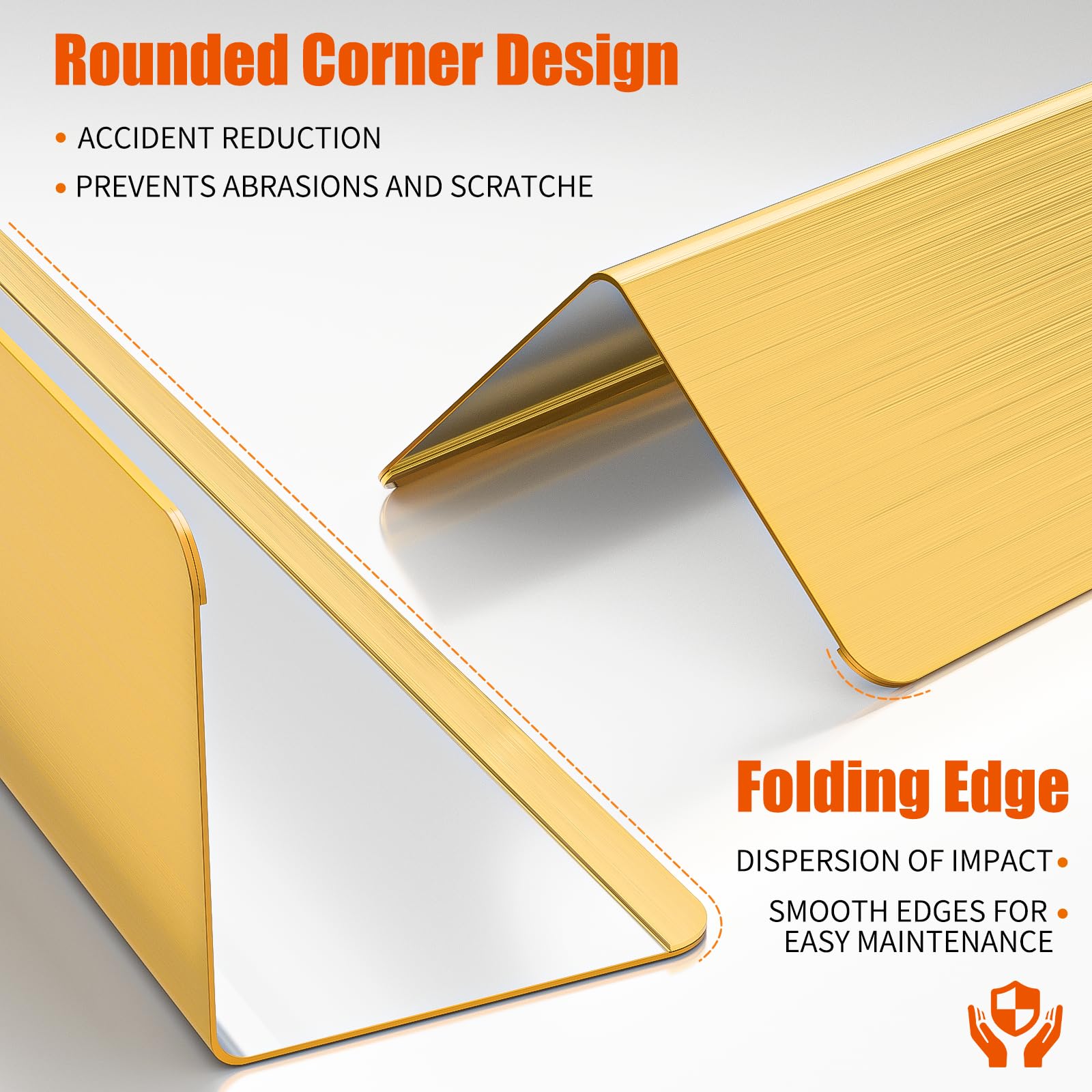 HelloaySen polished golden finish corner protector enhances interiors while guarding corners.