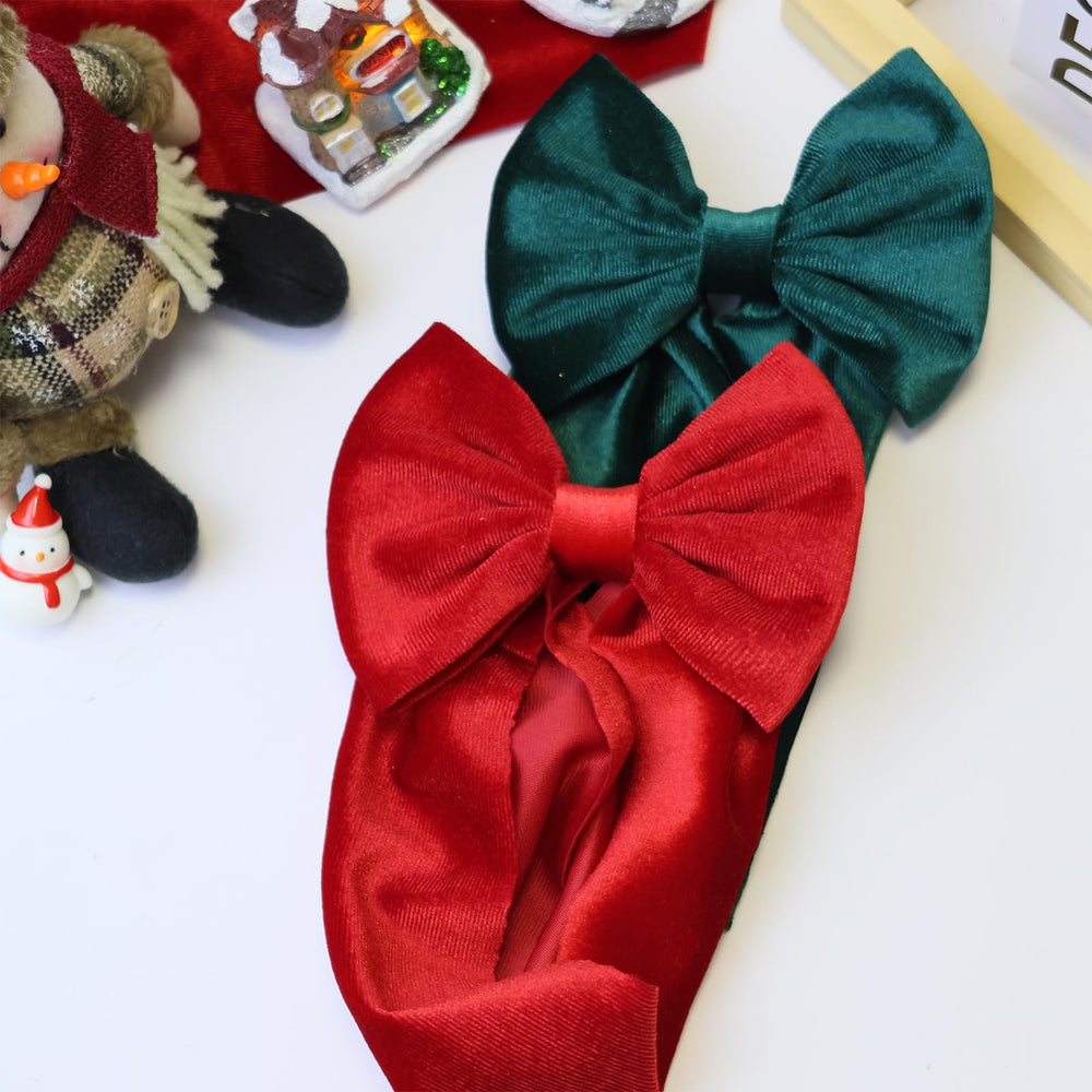 HELYKAKA Christmas velvet bow on baby headband ideal for photoshoots