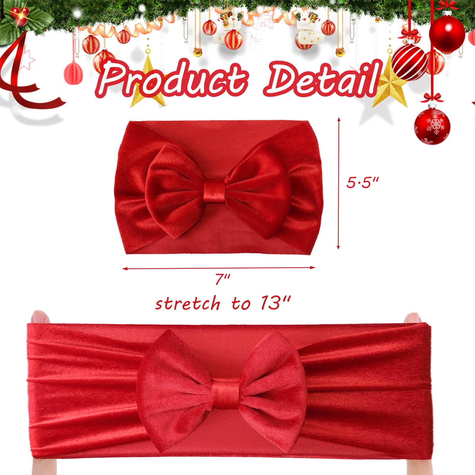 HELYKAKA baby headband demonstrating one-size stretchy fit for newborns to toddlers