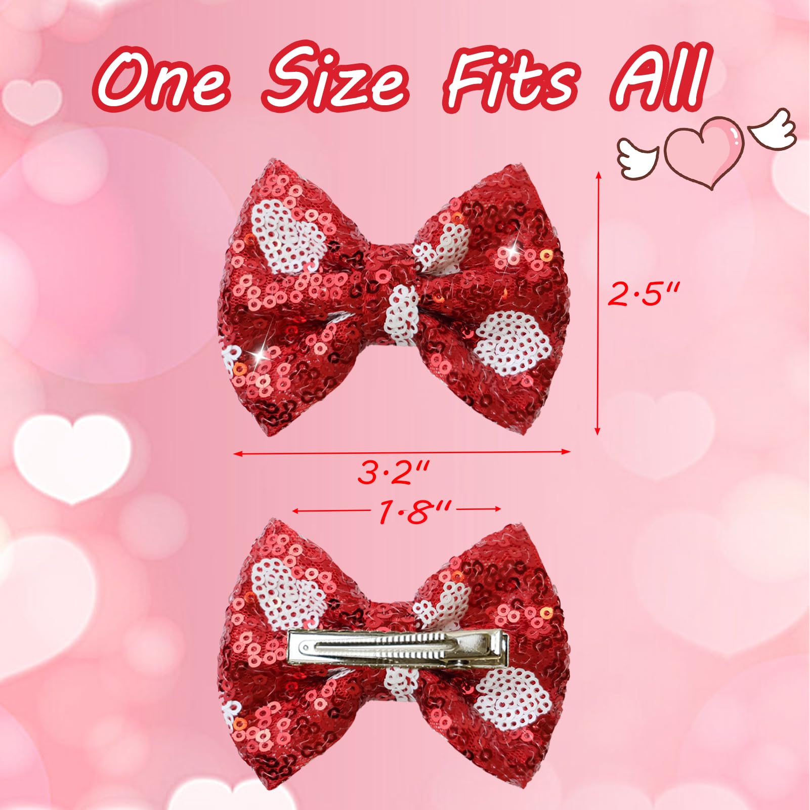 HELykaka pink-red sequin hair clip package for coordinated outfits.