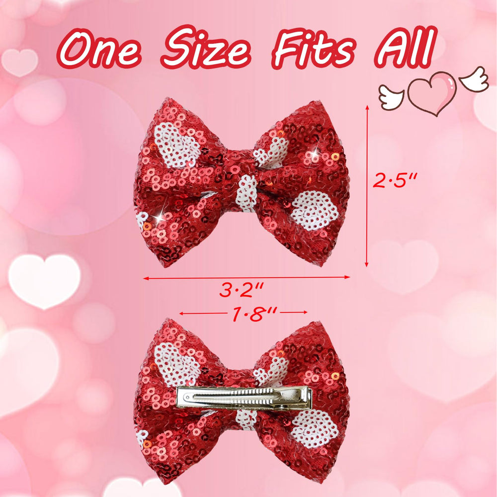 HELykaka pink-red sequin hair clip package for coordinated outfits.