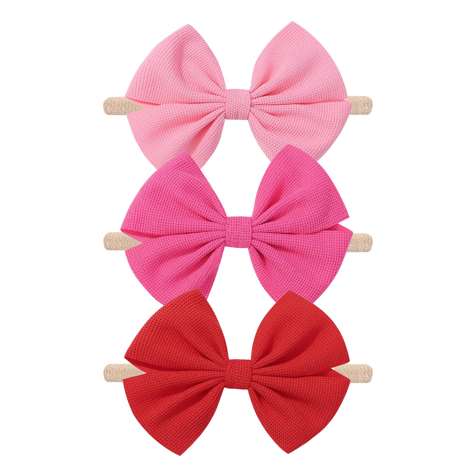 Hellykaka valentines bows set shows red-pink headbands for daily outfits.