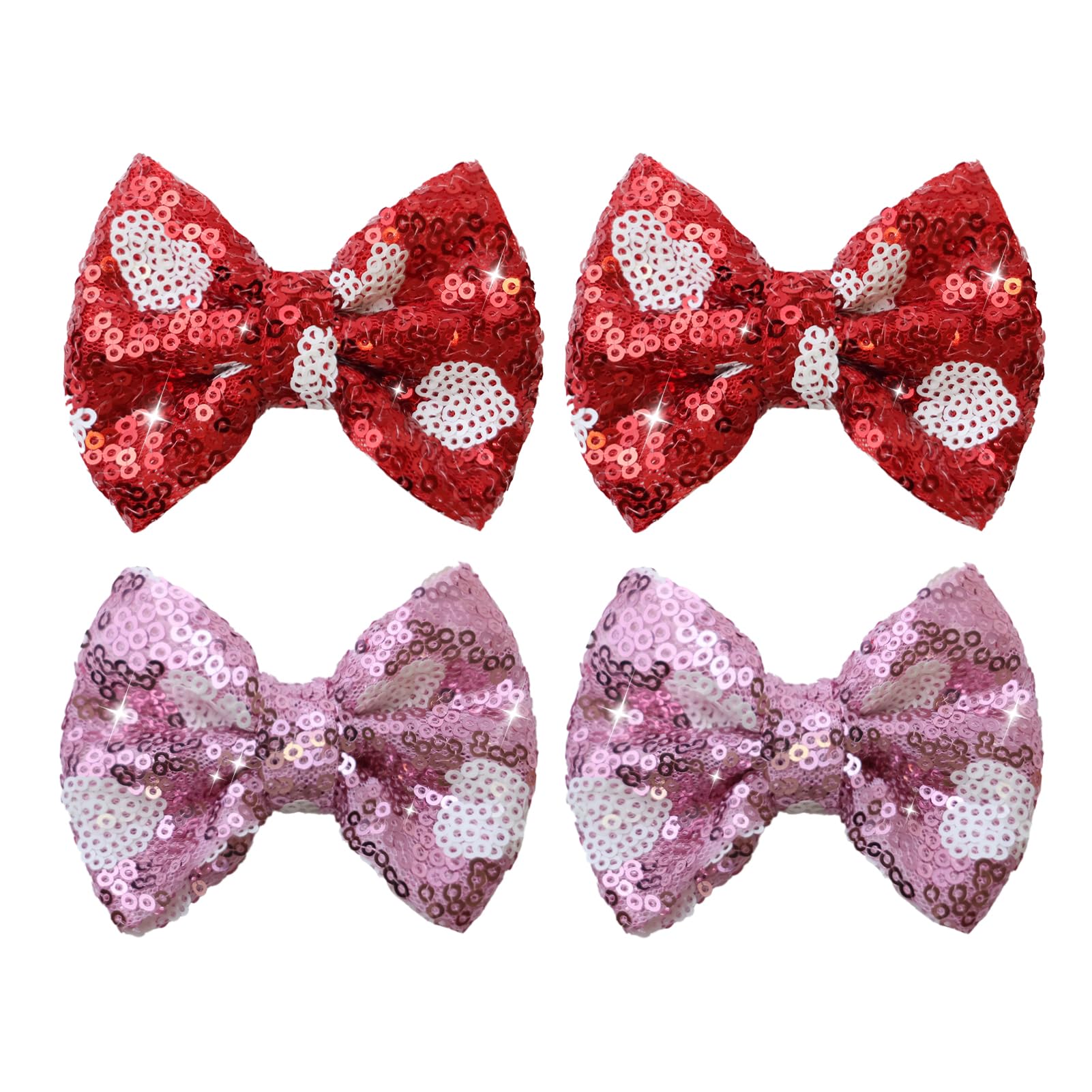 HELykaka valentines-sequin-heart-bows clip keeps hair neat and adds sparkle.