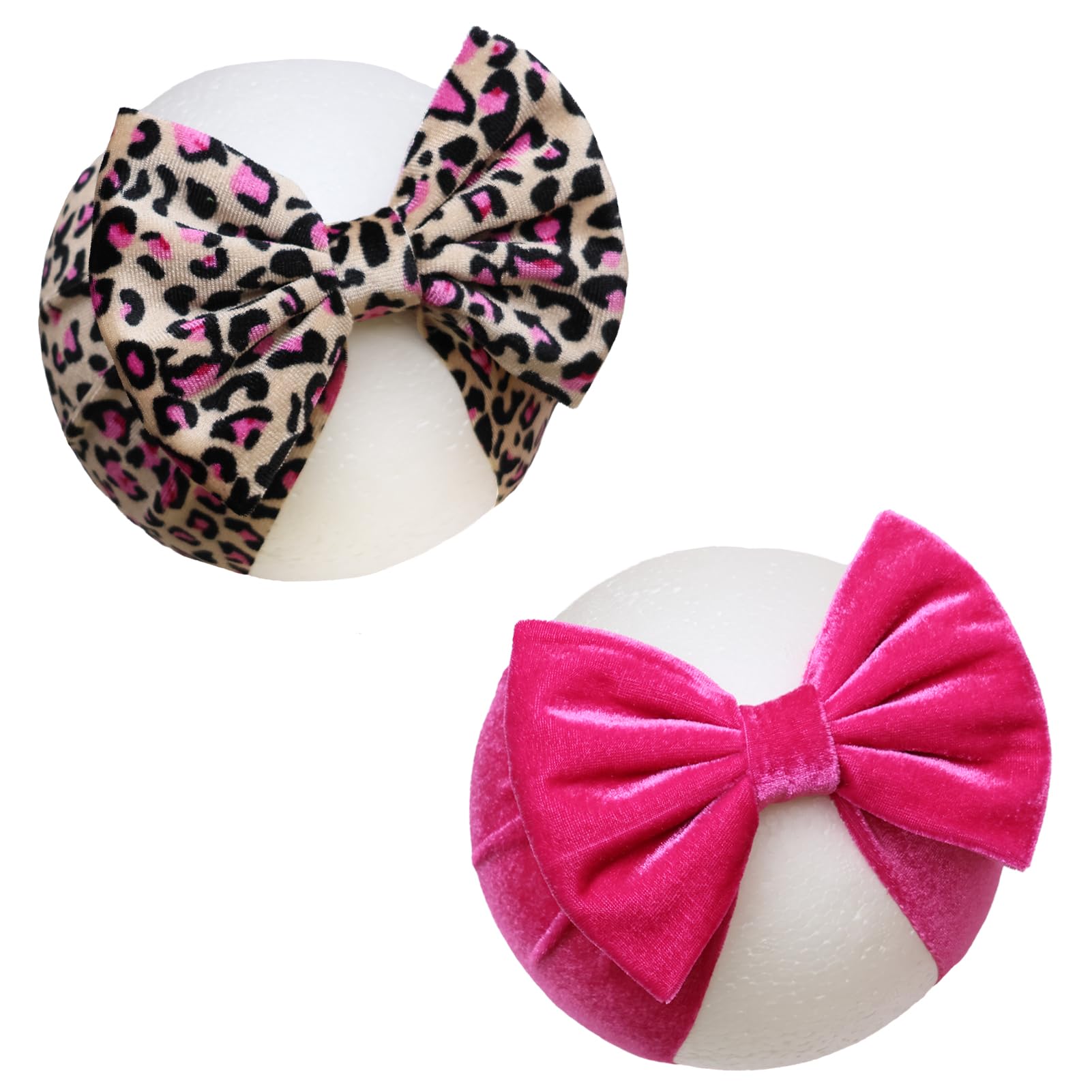HELYKAKA velvet pink leopard baby headband close-up for everyday wear