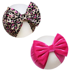 HELYKAKA velvet pink leopard baby headband close-up for everyday wear